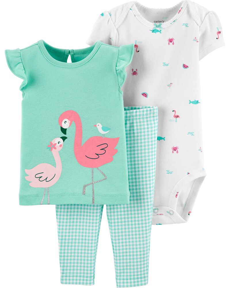 Pants /& Jacket Set ~ Flamingo ~ Size 9M ~ Carter/'s Baby Girl 3 Piece Bodysuit